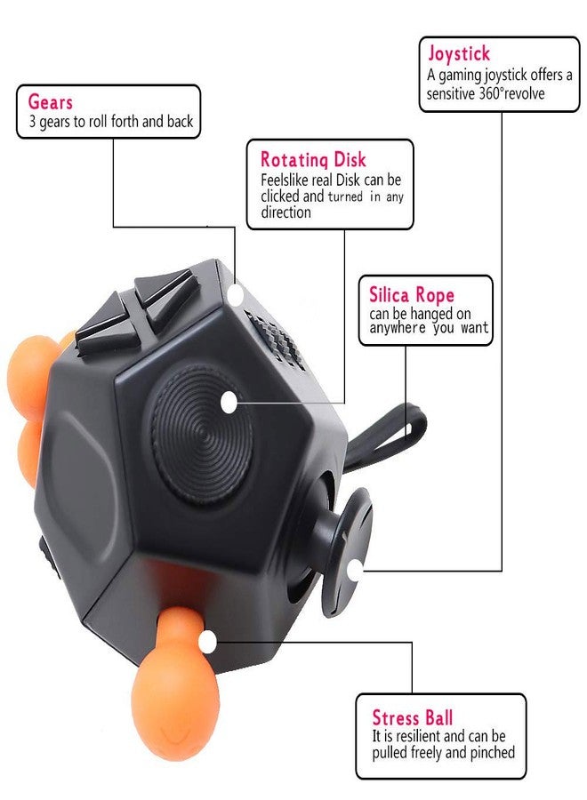 UOOEFUN Kids Fidget Toys,Prime Fidget Toys,Dodecagon Cube Toy Relief Stress and Anxiety Depression Anti for Children and Adult with Autism,ADD, ADHD & OCD (Black / A1) - Image 4